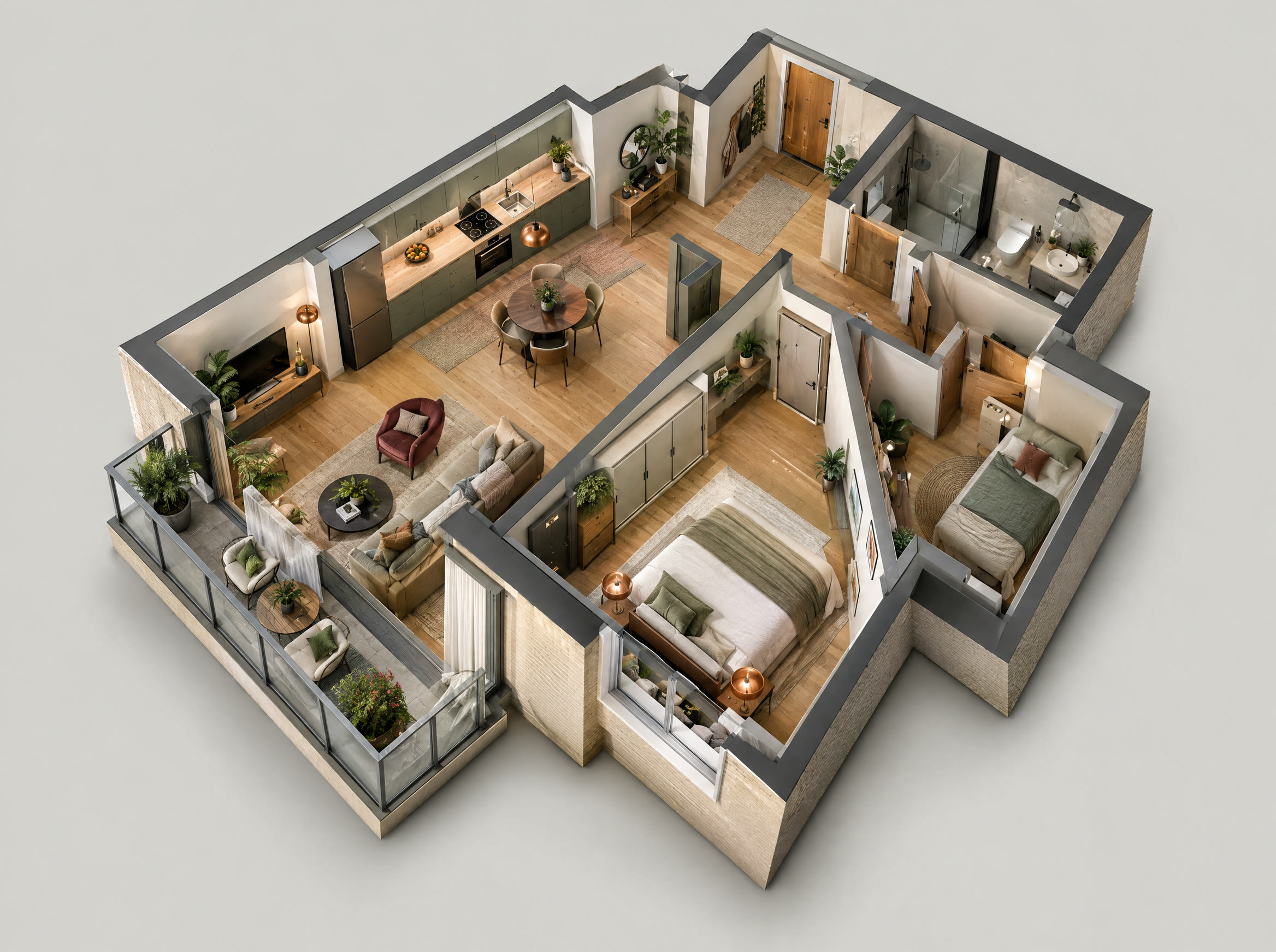 3D-модель квартиры, вид сверху